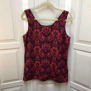 Cabi Red & Purple Floral Sleeveless Top